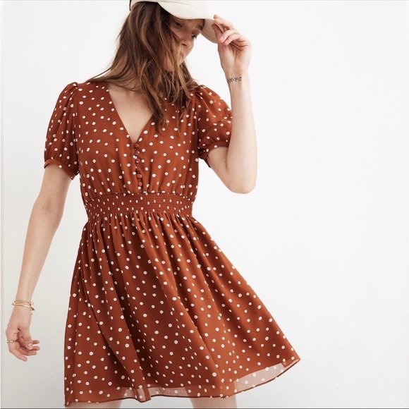 Madewell Dresses & Skirts - Madewell polka Dot Smocked Waist Mini Dress